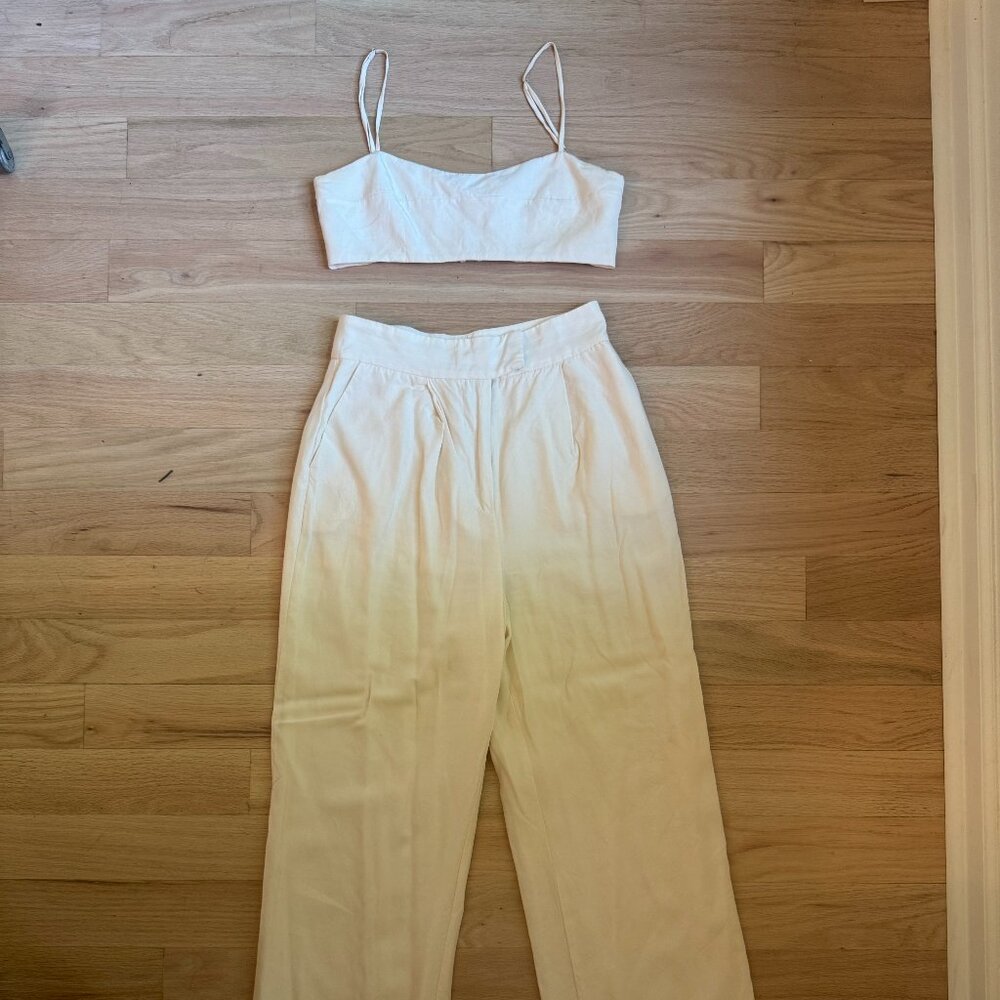 DISSH KARLA OFF WHITE LINEN BLEND CROP TOP (Pants in separate listing)